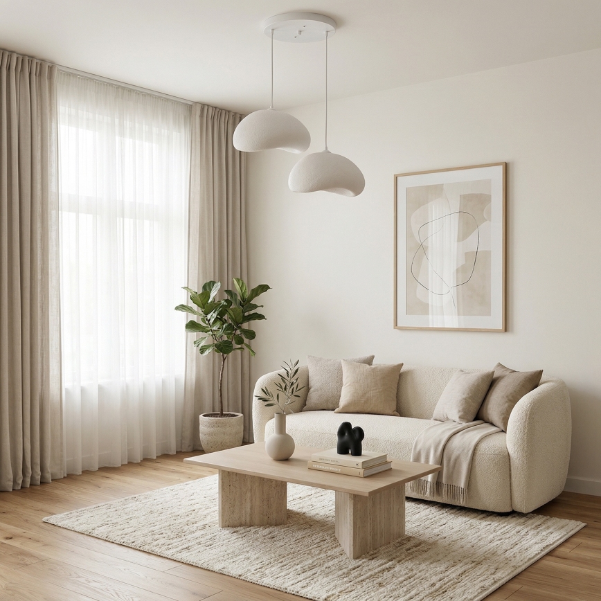 Brilagi - Pendelleuchte an Kabel WABI SABI 2xE27/40W/230V Durchmesser 60 cm weiß