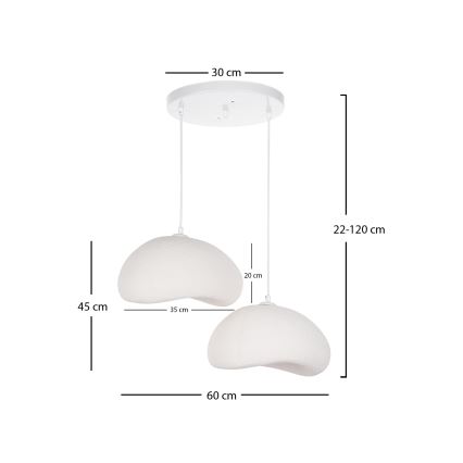 Brilagi - Pendelleuchte an Kabel WABI SABI 2xE27/40W/230V Durchmesser 60 cm weiß