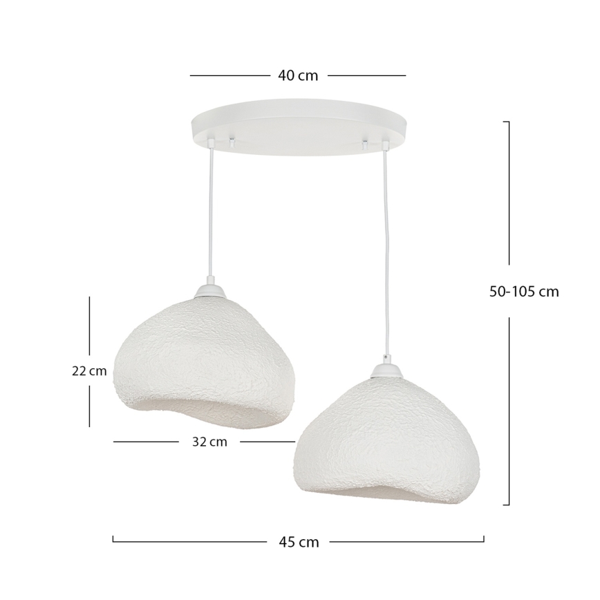 Brilagi - Pendelleuchte an Kabel WABI SABI 2xE27/40W/230V Ø 45 cm weiß