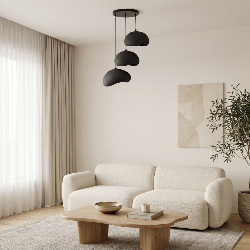 Brilagi - Pendelleuchte an Kabel WABI SABI 3xE27/40W/230V Ø 60 cm schwarz