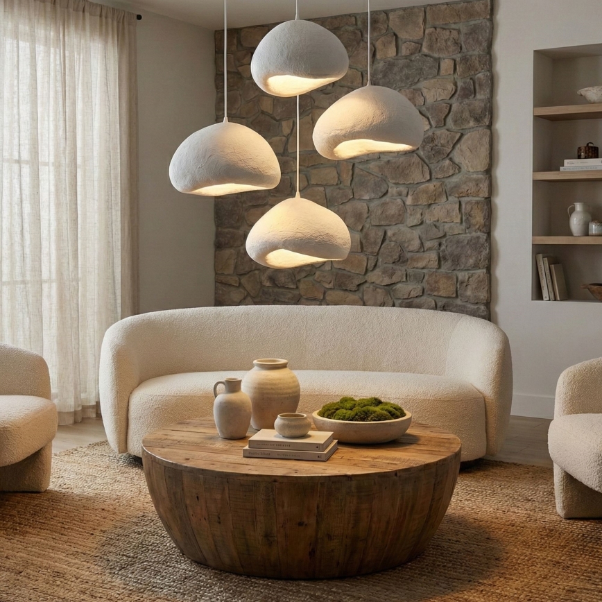 Brilagi - Pendelleuchte an Kabel WABI SABI 4xE27/40W/230V Ø 95 cm weiß