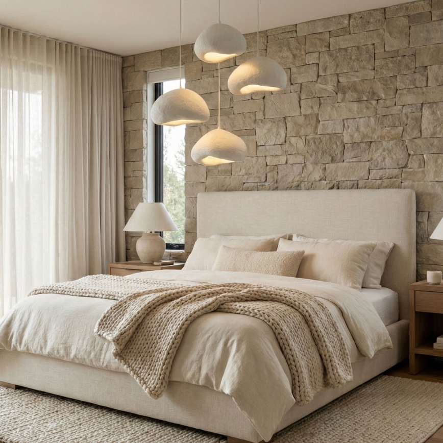 Brilagi - Pendelleuchte an Kabel WABI SABI 4xE27/40W/230V Ø 95 cm weiß