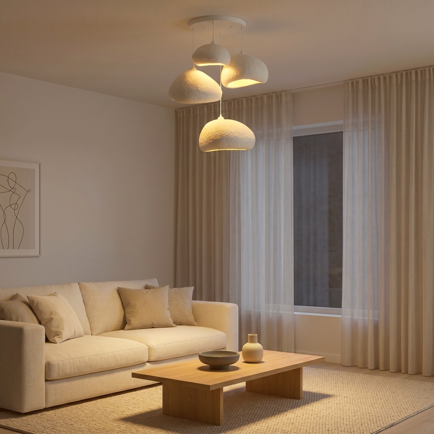 Brilagi - Pendelleuchte an Kabel WABI SABI 4xE27/40W/230V Ø 95 cm weiß