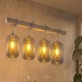 BRILAGI - Pendelleuchte an Kabel WOOD GLASS 4xE27/60W/230V Kiefer/Grau/Rauchgrau