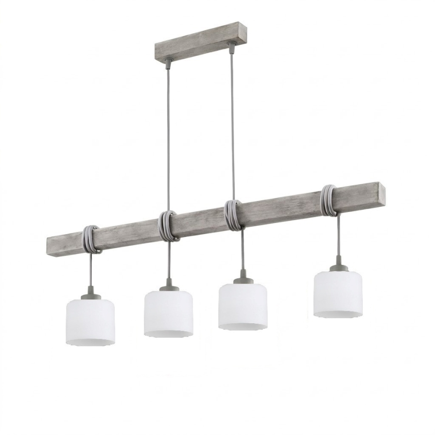 BRILAGI - Pendelleuchte an Kabel WOOD GLASS 4xE27/60W/230V Kiefer/Grau/Weiß