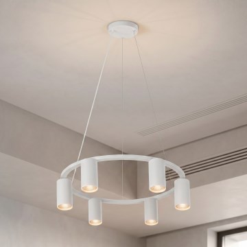 Brilagi - Pendelleuchte an Seil SELE 6x GU10/30W/230V weiß