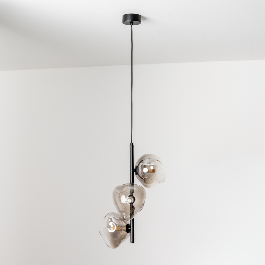 BRILAGI - Pendelleuchte an Stahlseil VULCANO 3xG9/8W/230V schwarz/rauchschwarz