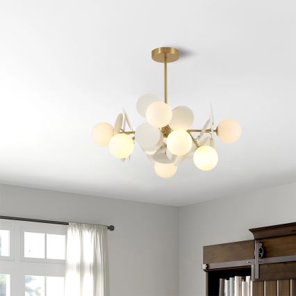 Brilagi - Pendelleuchte an Stange BALMO 8xG9/9W/230V Ø 60 cm gold/weiß