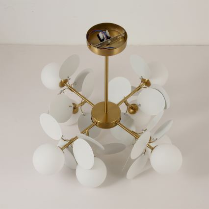 Brilagi - Pendelleuchte an Stange BALMO 8xG9/9W/230V Ø 60 cm gold/weiß