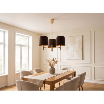 Brilagi - Pendelleuchte an Stange MONTE 3xE27/60W/230V braun/gold