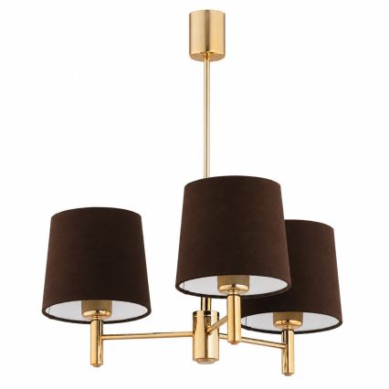 Brilagi - Pendelleuchte an Stange MONTE 3xE27/60W/230V braun/gold
