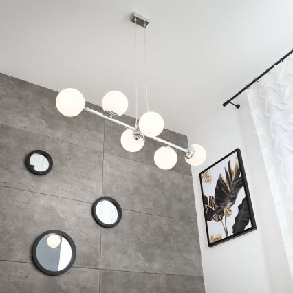 Brilagi - Pendelleuchte MALONY, mit Kabelaufhängung, 6xE14/20W/230V, glänzender Chrom