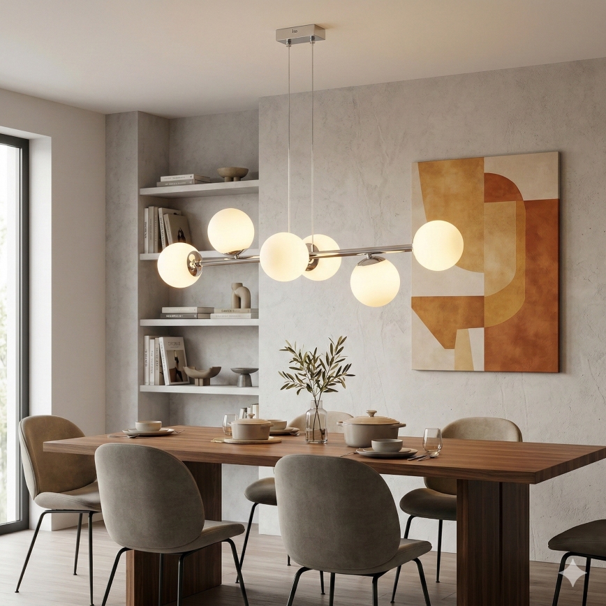 Brilagi - Pendelleuchte MALONY, mit Kabelaufhängung, 6xE14/20W/230V, glänzender Chrom