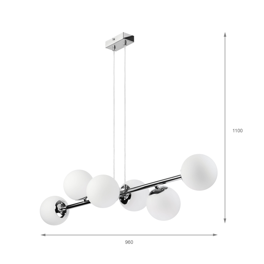 Brilagi - Pendelleuchte MALONY, mit Kabelaufhängung, 6xE14/20W/230V, glänzender Chrom