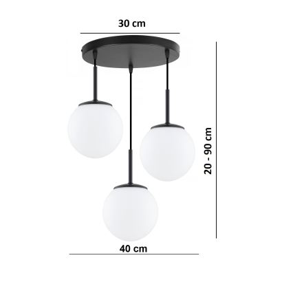 Brilagi - Pendelleuchte MILO 3xE27/60W/230V schwarz