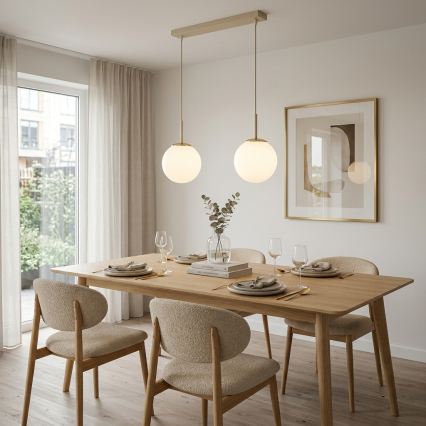 Brilagi - Pendelleuchte MILO an Kabel 2xE27/60W/230V beige/gold