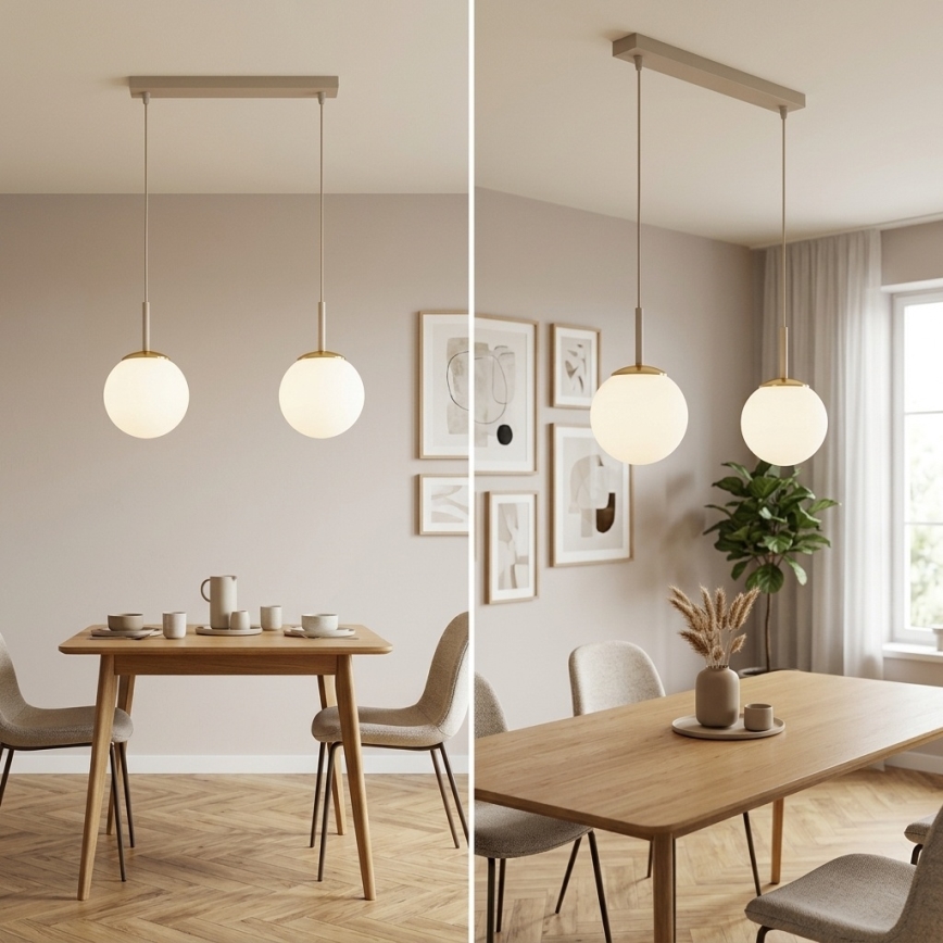 Brilagi - Pendelleuchte MILO an Kabel 2xE27/60W/230V beige/gold