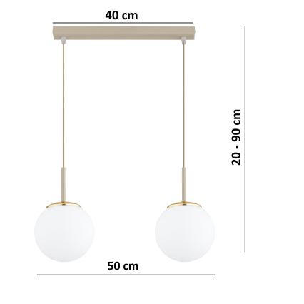 Brilagi - Pendelleuchte MILO an Kabel 2xE27/60W/230V beige/gold