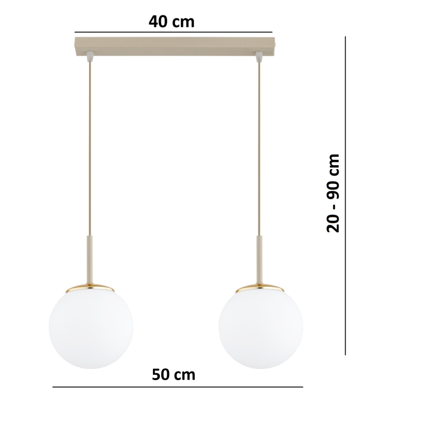Brilagi - Pendelleuchte MILO an Kabel 2xE27/60W/230V beige/gold