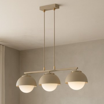 Brilagi - Pendelleuchte mit Drahtseil 3xE27/60W/230V beige/gold