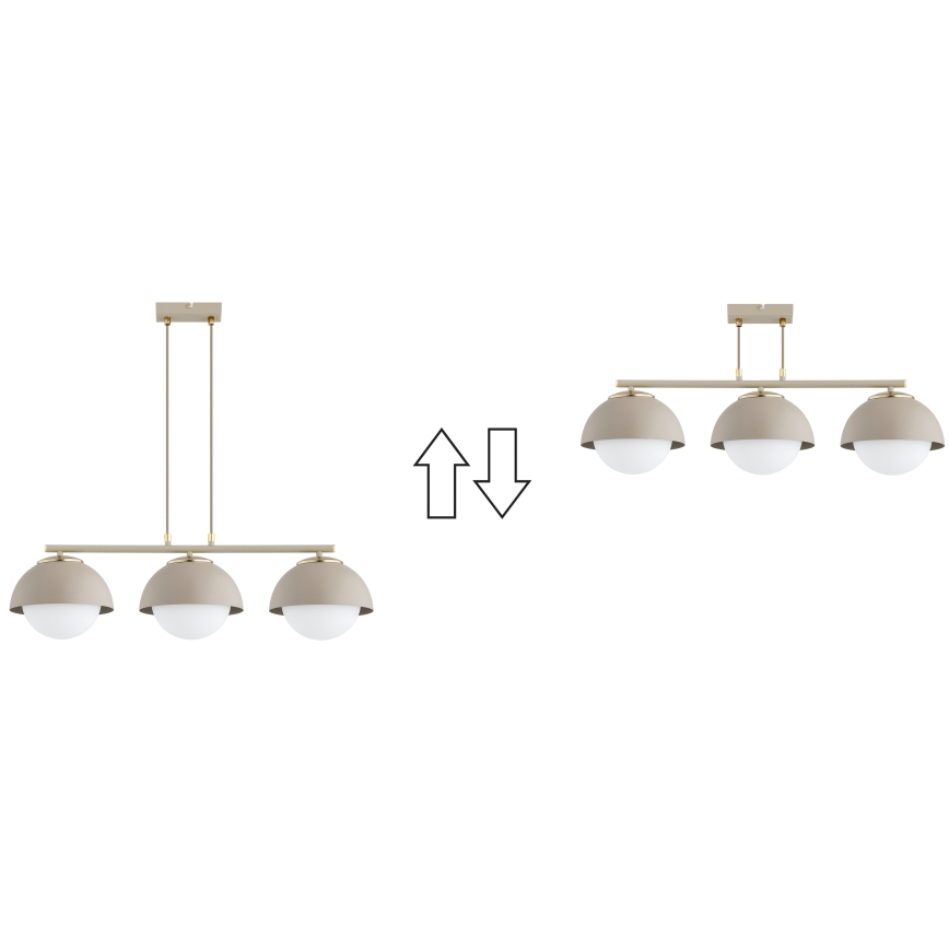 Brilagi - Pendelleuchte mit Drahtseil COSMO 3xE27/60W/230V beige/gold