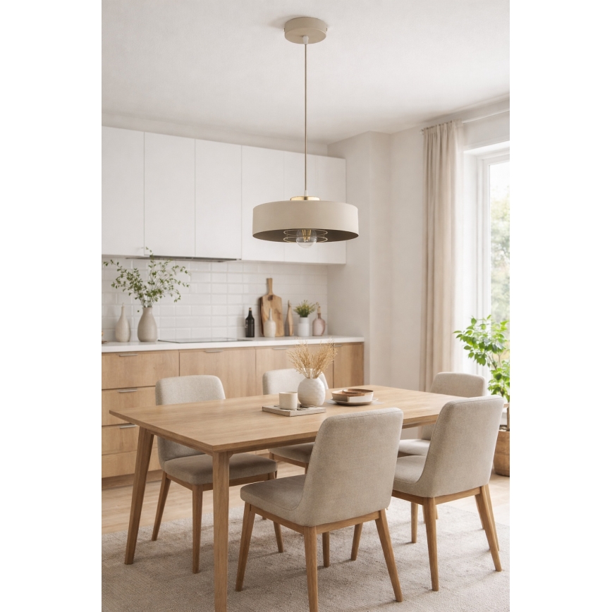Brilagi - Pendelleuchte mit Kabel 1xE27/60W/230V Ø 30 cm Beige/Gold