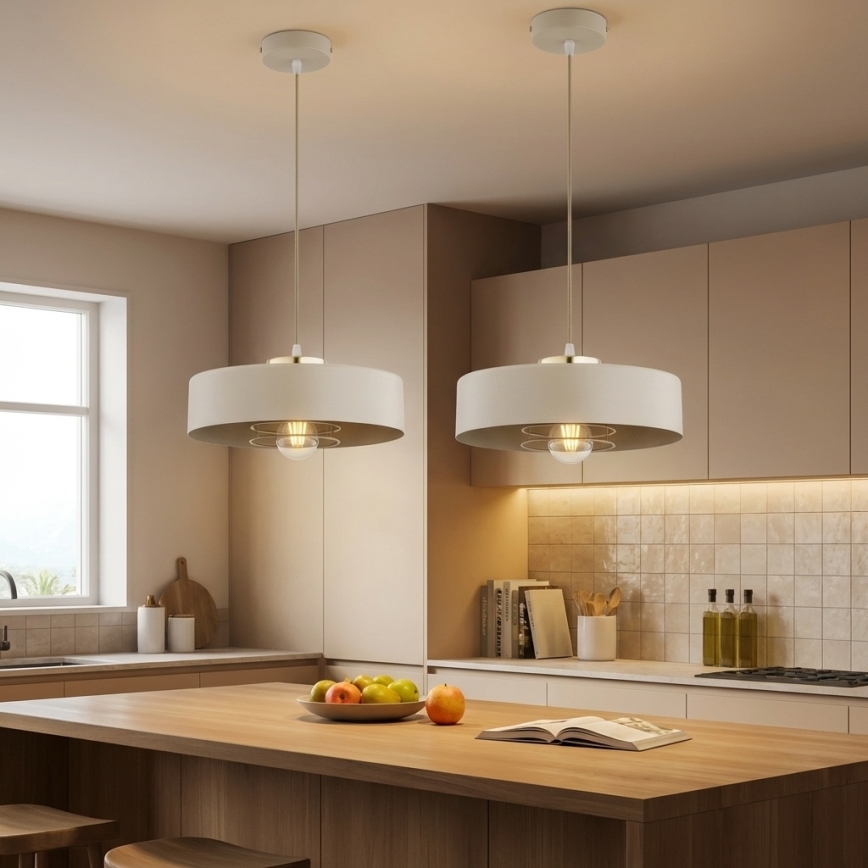 Brilagi - Pendelleuchte mit Kabel 1xE27/60W/230V Ø 30 cm Beige/Gold