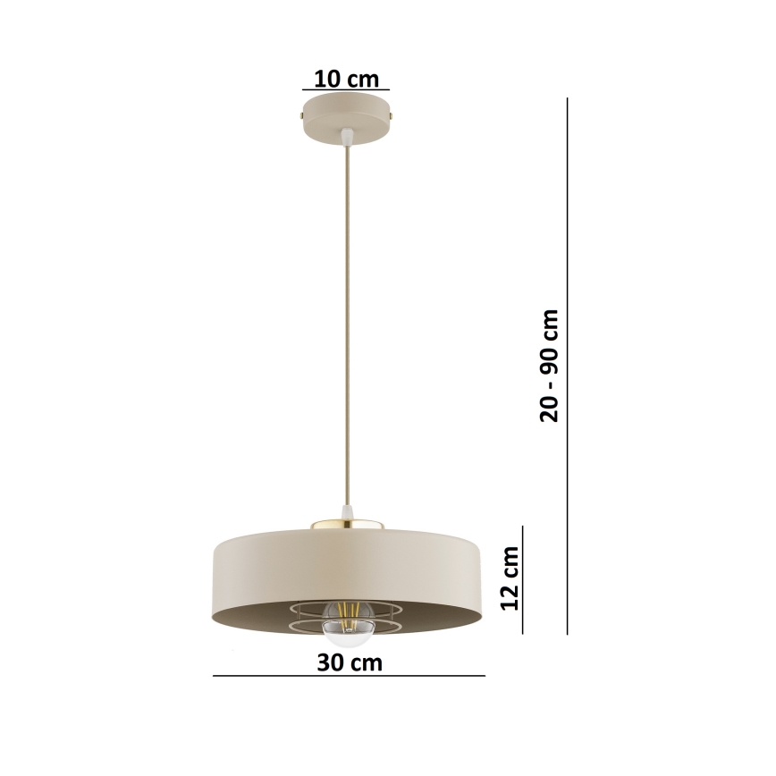 Brilagi - Pendelleuchte mit Kabel 1xE27/60W/230V Ø 30 cm Beige/Gold