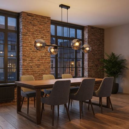 Brilagi - Pendelleuchte mit Kabel 4xE27/60W/230V schwarz/rauchgrau