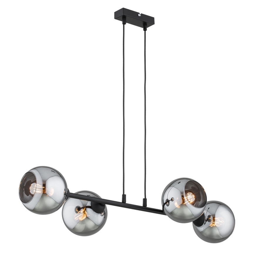 Brilagi - Pendelleuchte mit Kabel 4xE27/60W/230V schwarz/rauchgrau