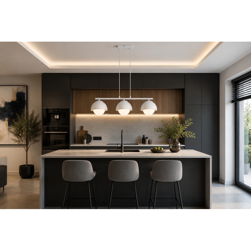 BRILAGI - Pendelleuchte mit Kabel COSMO 3xE27/60W/230V weiß/gold