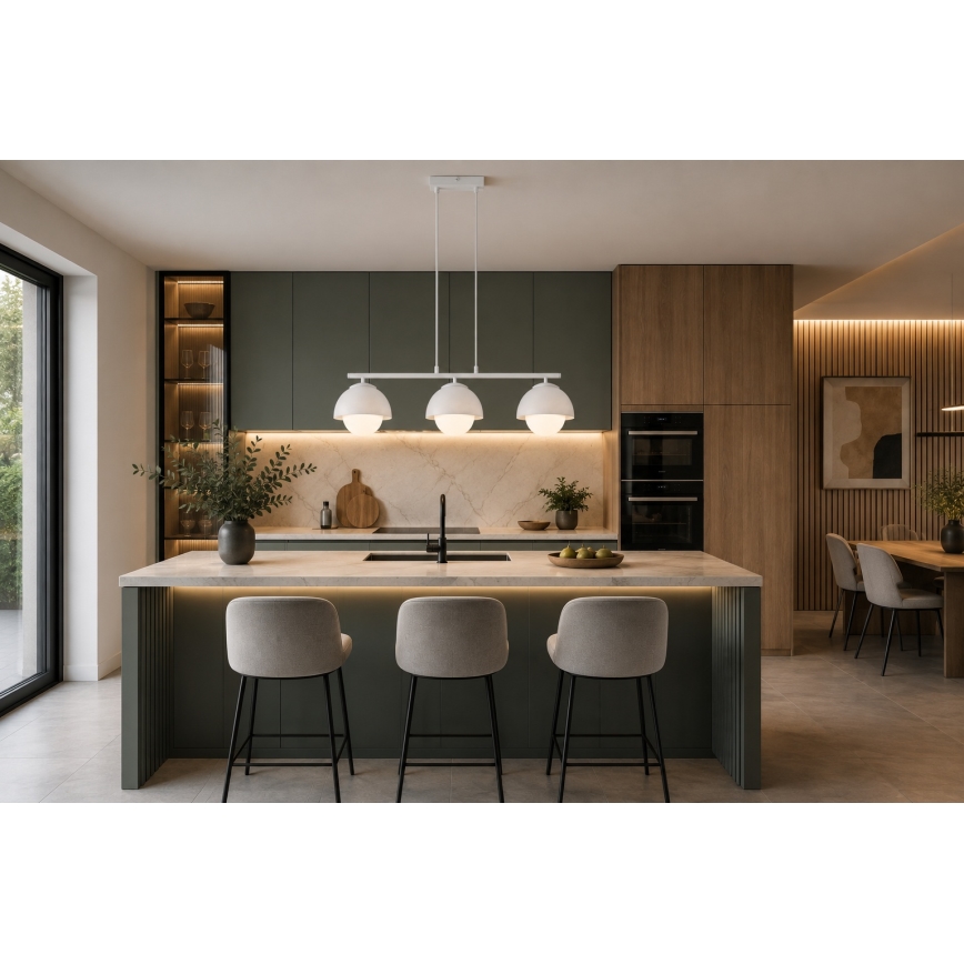 BRILAGI - Pendelleuchte mit Kabel COSMO 3xE27/60W/230V weiß/gold