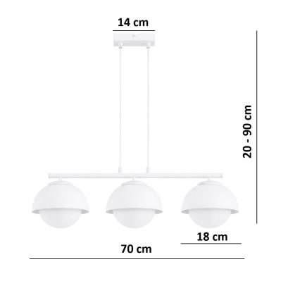BRILAGI - Pendelleuchte mit Kabel COSMO 3xE27/60W/230V weiß/gold