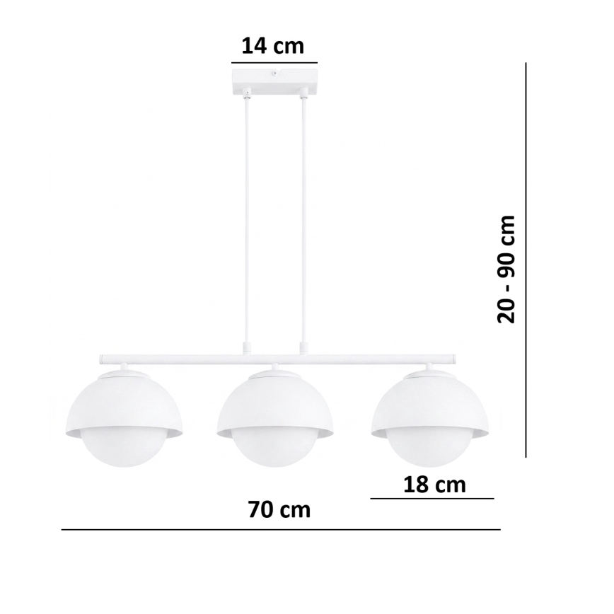 BRILAGI - Pendelleuchte mit Kabel COSMO 3xE27/60W/230V weiß/gold