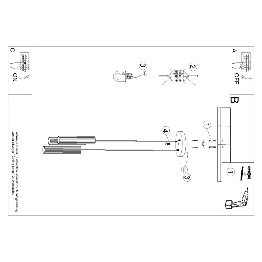 Brilagi - Pendelleuchte mit Kabel CRESTO 3xGU10/10W/230V schwarz