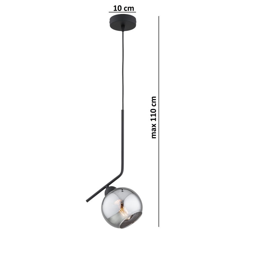 Brilagi - Pendelleuchte mit Kabel DIOR 1xE27/60W/230V schwarz/rauchgrau