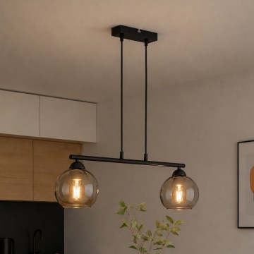 Brilagi - Pendelleuchte mit Kabel DIOR 2xE27/60W/230V schwarz/rauchgrau