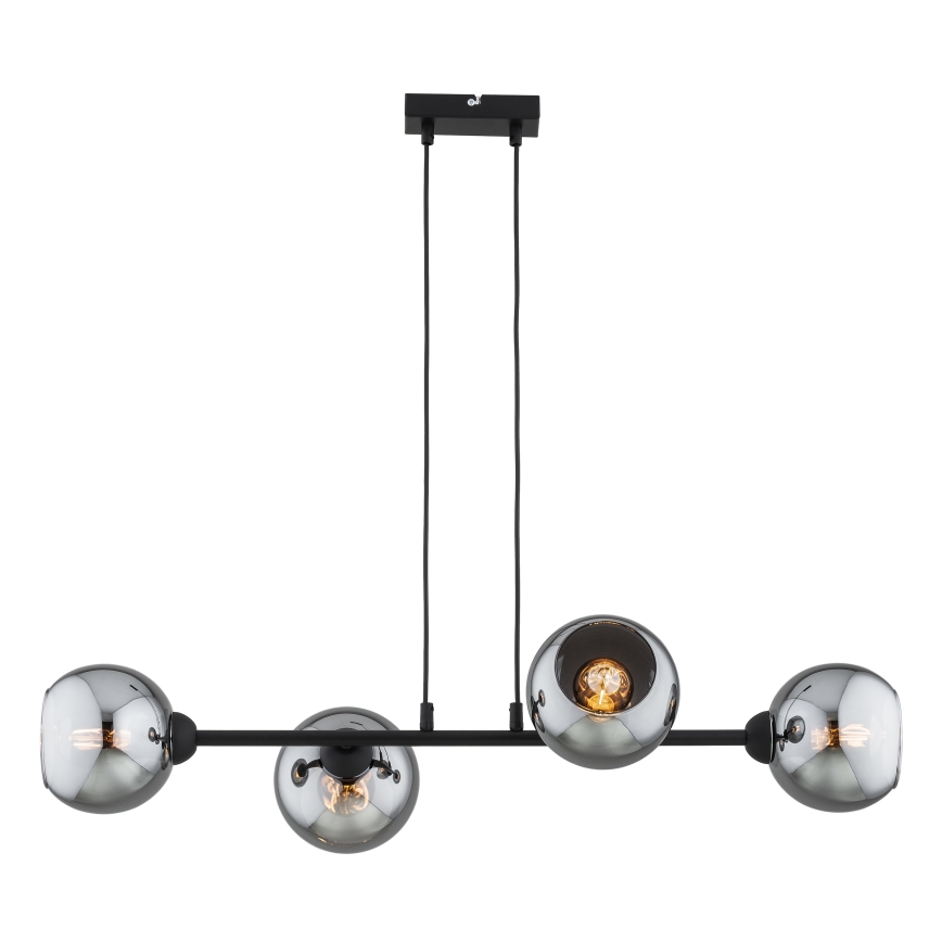 Brilagi - Pendelleuchte mit Kabel DIOR 4xE27/60W/230V schwarz/rauchgrau