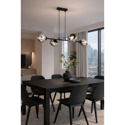 Brilagi - Pendelleuchte mit Kabel DIOR 4xE27/60W/230V schwarz/rauchgrau