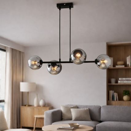 Brilagi - Pendelleuchte mit Kabel DIOR 4xE27/60W/230V schwarz/rauchgrau