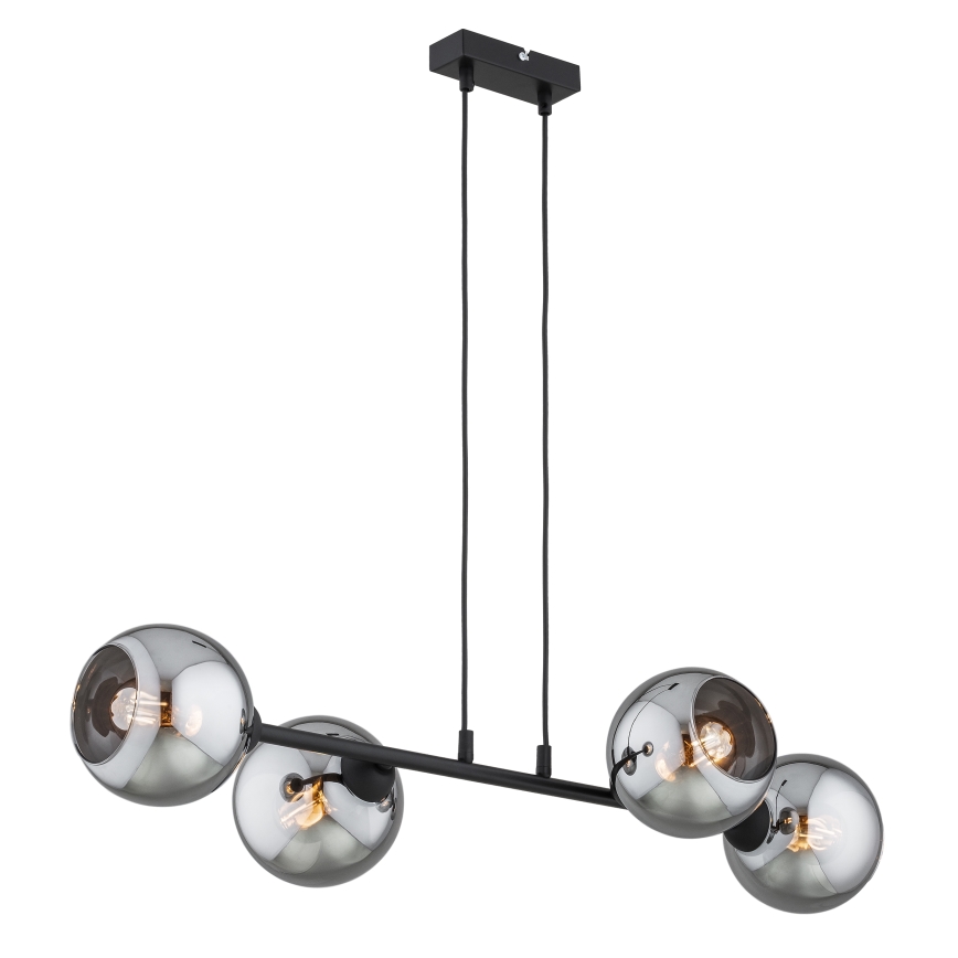 Brilagi - Pendelleuchte mit Kabel DIOR 4xE27/60W/230V schwarz/rauchgrau
