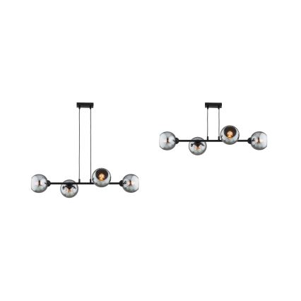 Brilagi - Pendelleuchte mit Kabel DIOR 4xE27/60W/230V schwarz/rauchgrau