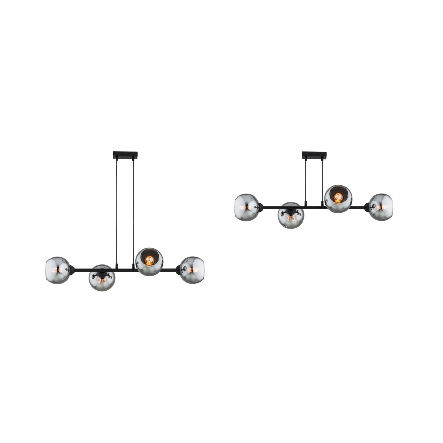 Brilagi - Pendelleuchte mit Kabel DIOR 4xE27/60W/230V schwarz/rauchgrau