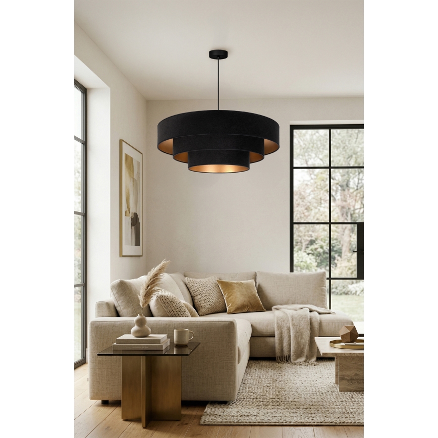 Brilagi - Pendelleuchte mit Kabel LUNETA 3xE27/60W/230V Ø 80 cm schwarz/gold
