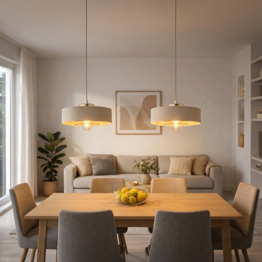Brilagi - Pendelleuchte mit Kabel SPRING 1xE27/60W/230V Ø 30 cm Beige/Gold