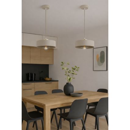 Brilagi - Pendelleuchte mit Kabel SPRING 1xE27/60W/230V Ø 30 cm Beige/Gold