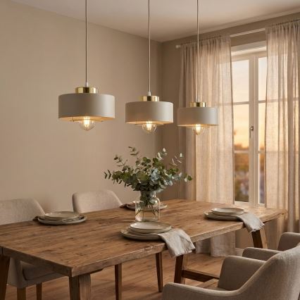 Brilagi - Pendelleuchte mit Kabel SPRING 3xE27/60W/230V beige/gold