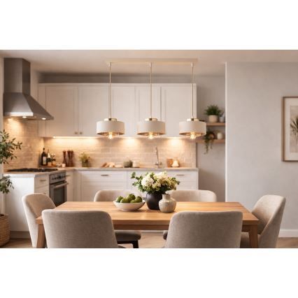 Brilagi - Pendelleuchte mit Kabel SPRING 3xE27/60W/230V beige/gold