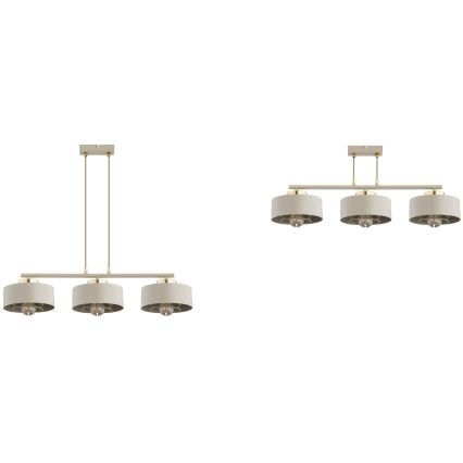 Brilagi - Pendelleuchte mit Kabel, SPRING 3xE27/60W/230V, beige/gold