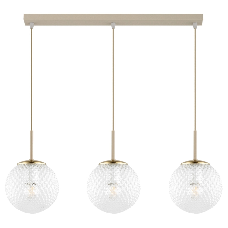 Brilagi - Pendelleuchte mit Kabel STELLA 3xE27/60W/230V beige/gold